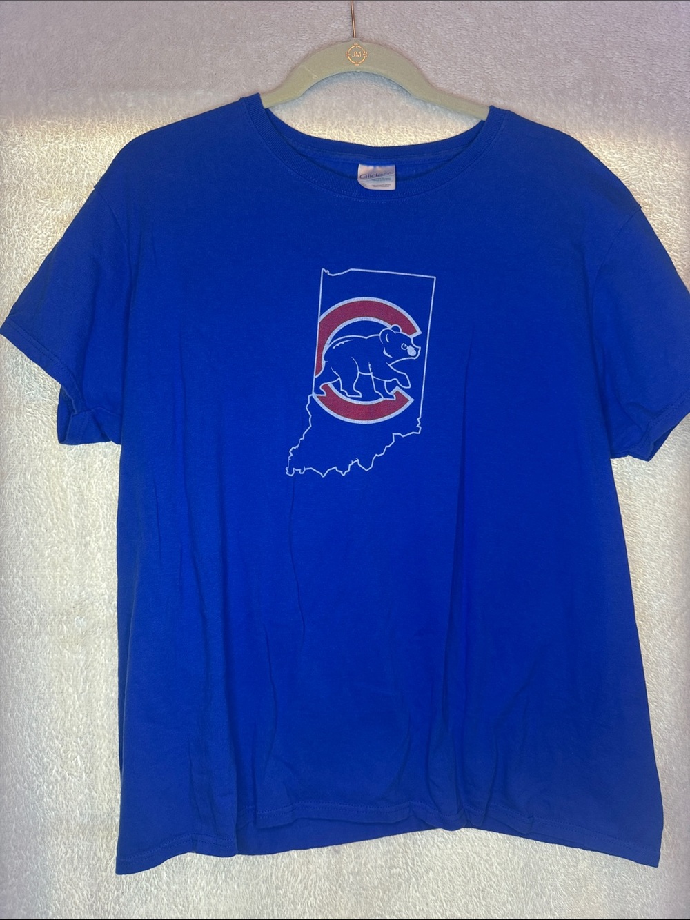 Gildan Royal Blue Short Sleeve Tee with Red & White Bear Graphic